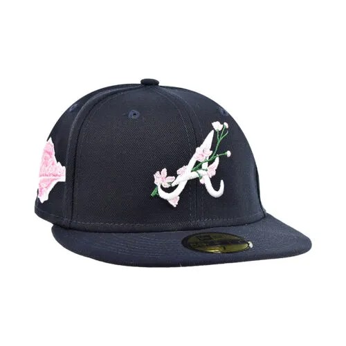 Мужская приталенная шляпа New Era Atlanta Braves Bloom 59Fifty темно-розовая