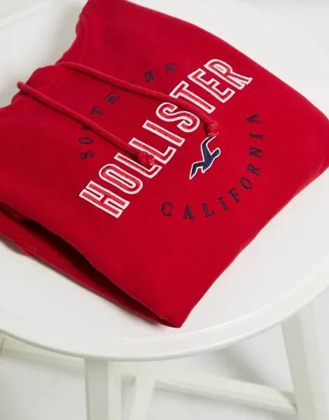 Красный худи с логотипом Hollister