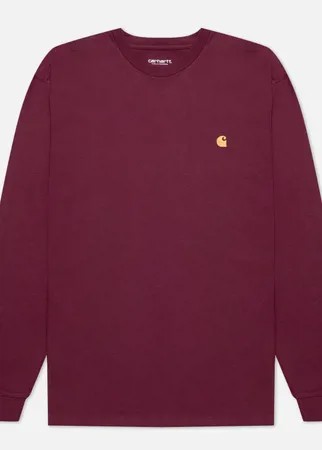 Мужской лонгслив Carhartt WIP L/S Chase, цвет бордовый, размер L