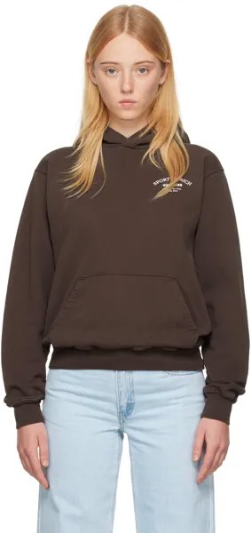 Коричневое худи с принтом Sporty & Rich