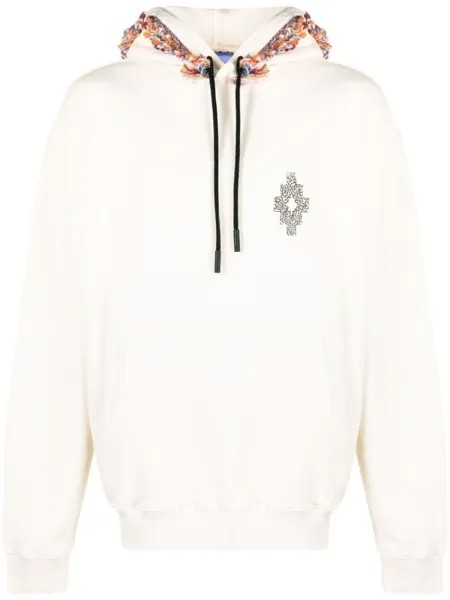 Marcelo Burlon County of Milan худи из джерси с бахромой, нейтральный цвет
