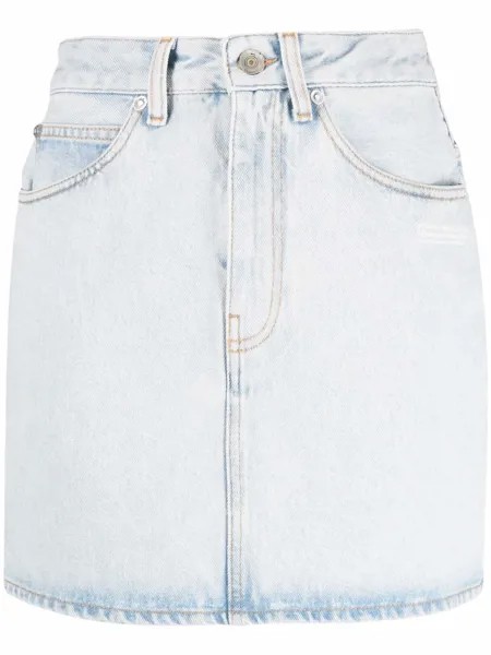 Off-White CORPORATE MINI SKIRT LIGHT BLUE WHITE