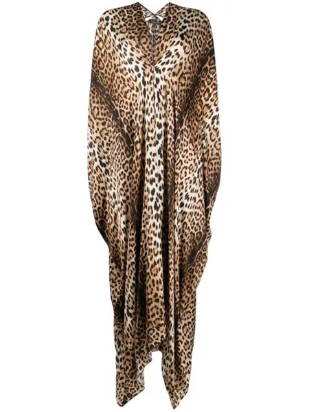 Roberto Cavalli платье с леопардовым принтом, нейтральный цвет