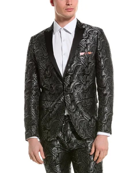 Пиджак-смокинг Grosvenor с узором пейсли и серого цвета Paisley & Gray, черный