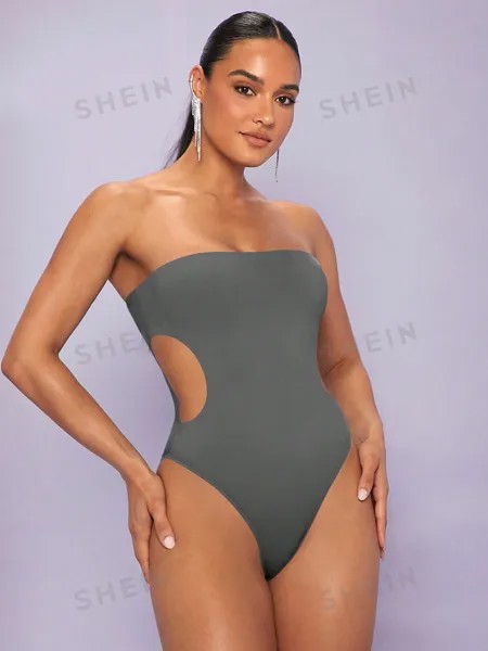 Боди Shein Bae с вырезами, темно-серый