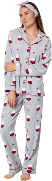Фланелевая пижама с повязкой на голову P.J. Salvage, цвет Grey Rise & Wine