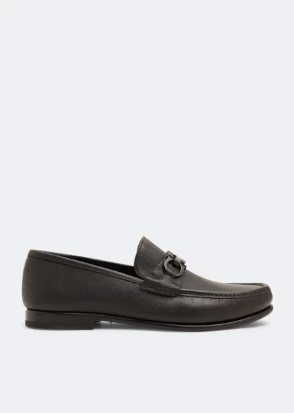 Лоферы FERRAGAMO Gancini buckle loafers, зеленый