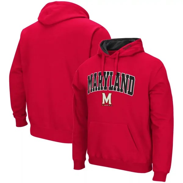 Мужской красный пуловер с капюшоном Maryland Terrapins Arch & Logo 3.0 Colosseum