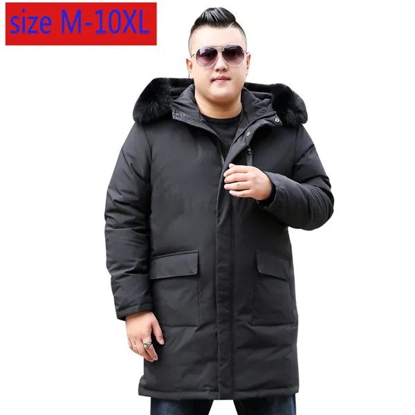 Новая мода, мужская куртка-пуховик, с подкладкой, с воротником с длинным мехом, зимние сапоги на очень большой бюст 170 см пальто уплотненная м...
