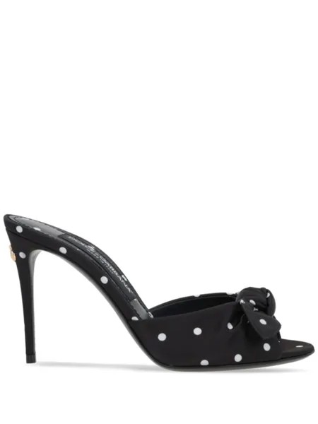 Dolce & Gabbana атласные мюли Kiera в горошек, черный