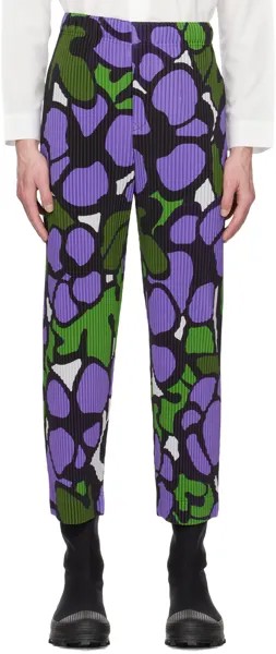 Фиолетовые брюки с принтом HOMME PLISSe ISSEY MIYAKE