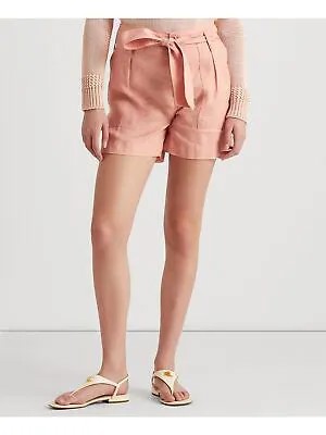 LAUREN RALPH LAUREN Женские розовые шорты с высокой талией и поясом на молнии с карманами 16
