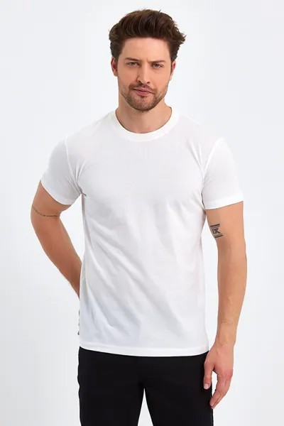 Мужская базовая футболка из одинарного джерси с круглым вырезом Rodi, экрю