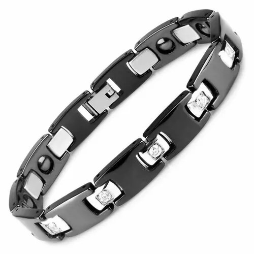 Браслет Everiot, фианит, размер 20.5 см, черный