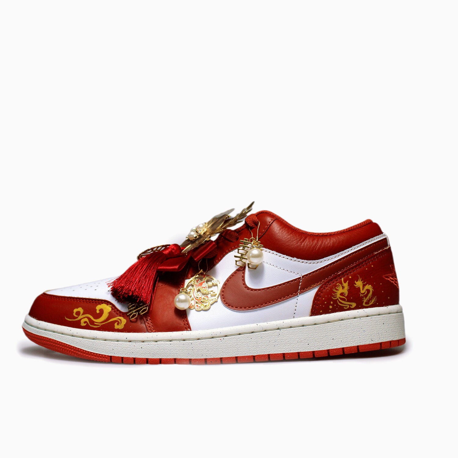 Кроссовки Air Jordan 1 Vintage Basketball Shoes Men Low-top Red/Yellow, красный