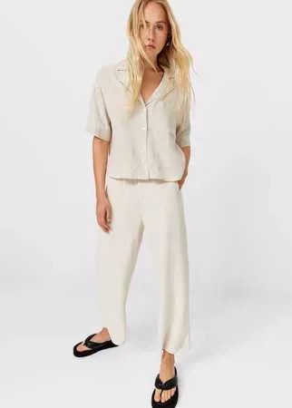 Stradivarius Рубашка С Короткими Рукавами В Стиле Рустик Цвет Камня Xl