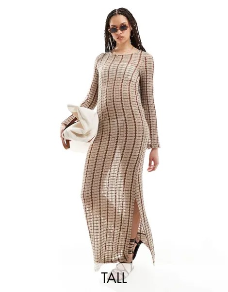 Vero Moda Tall длинное бежевое пляжное платье крючком