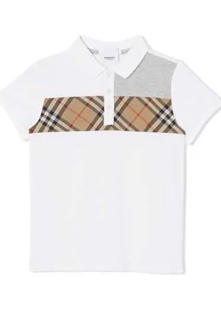 Burberry Kids рубашка поло со вставкой в клетку