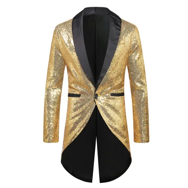 Мужская блестящая золотая блестящая длинная куртка в викторианском стиле стимпанк для ужина на Хэллоуин вечевечерние сценические костюмы певицы