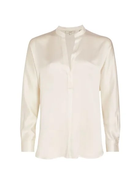 Шелковая блузка с длинными рукавами Vince, белый
