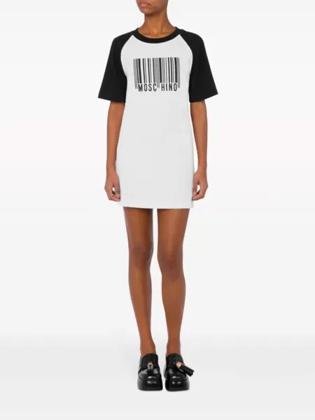 Moschino платье мини с принтом, белый