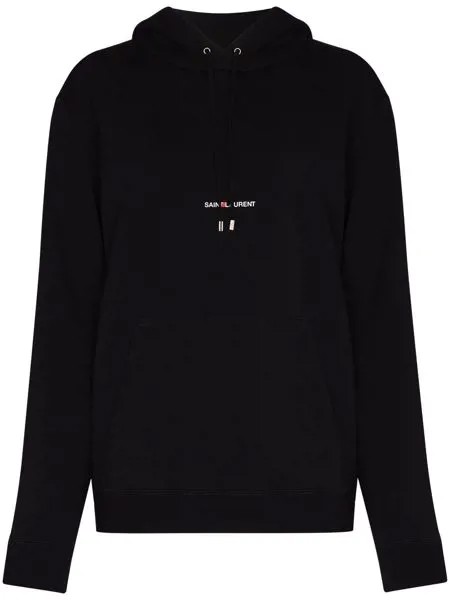 Saint Laurent logo-print cotton hoodie