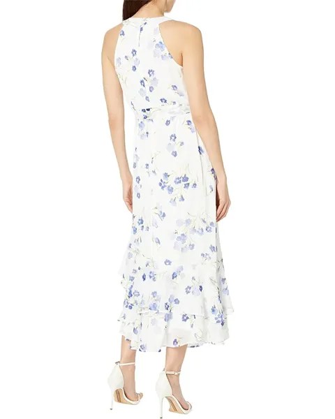 Платье Calvin Klein Chiffon Print Mock Neck Maxi Dress, цвет Marina Multi