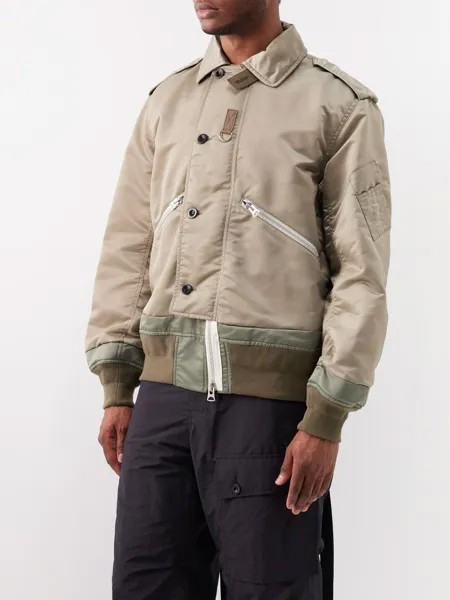Бомбер со вставками Sacai, бежевый
