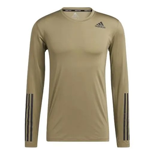 Футболка Men's adidas Logo Sports Gym Long Sleeves Green T-Shirt, зеленый