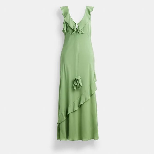 Платье COACH V Neck Bias, зеленый