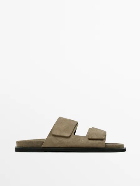 Сандалии из разделенной замши Massimo Dutti, желтый