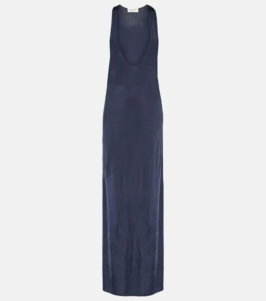 Платье макси из джерси Saint Laurent, синий
