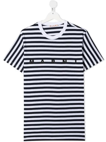 Marni Kids полосатая футболка с логотипом
