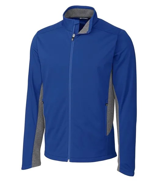 Куртка Cutter & Buck Big & Tall Navigate Softshell с молнией во всю длину, синий