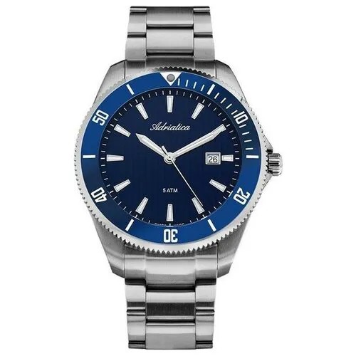 Наручные часы Adriatica Часы мужские Adriatica A1139.5115Q, серебряный, синий