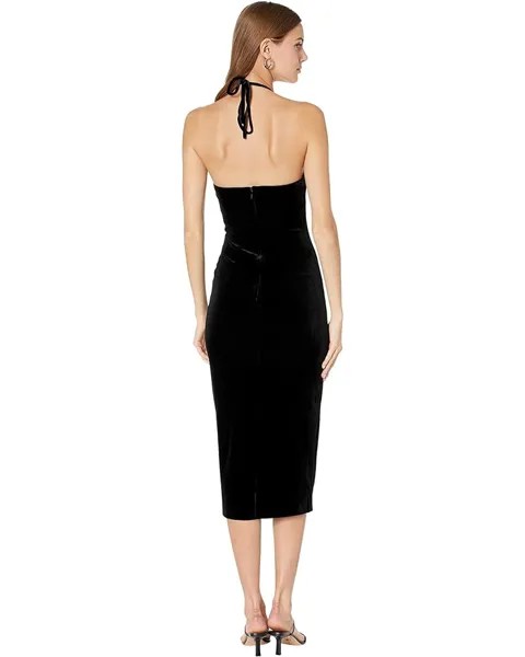 Платье Bardot Alisa Midi Velour Dress, черный