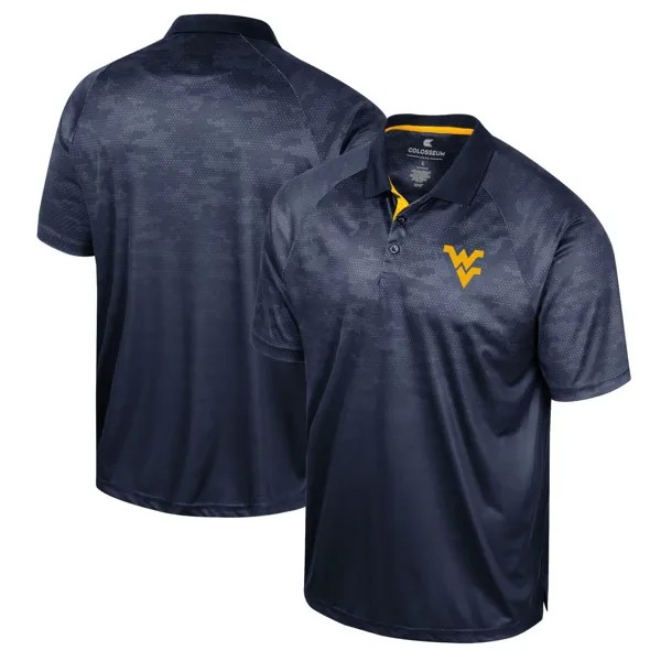 Мужская рубашка-поло реглан темно-синего цвета West Virginia Mountaineers Honeycomb Colosseum
