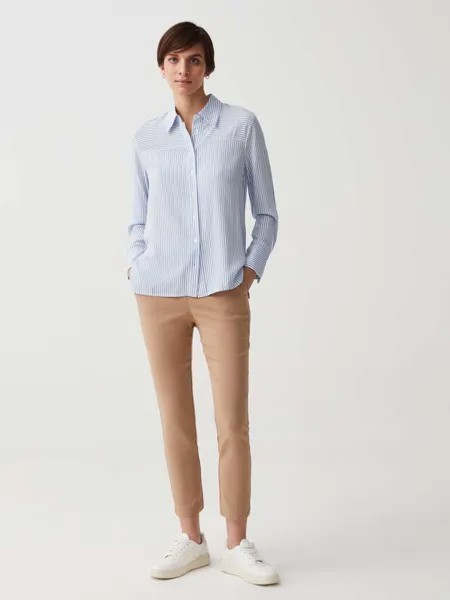 Рубашка из вискозы с разрезами Ovs, цвет white/light blue