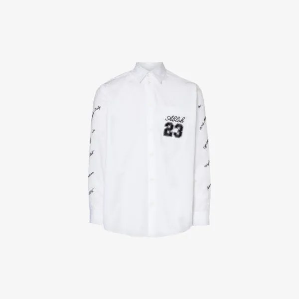 Рубашка оверсайз из хлопкового поплина с заниженными плечами и фирменной вышивкой Off-White, черный