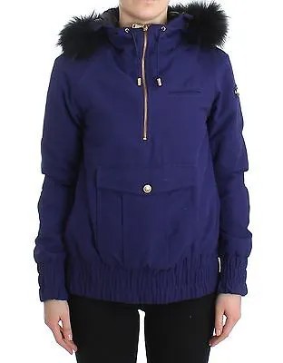 Куртка GF Gianfranco Ferre Синяя короткая утепленная куртка с капюшоном K-Way IT42/US8 Рекомендуемая розничная цена 500 долларов США