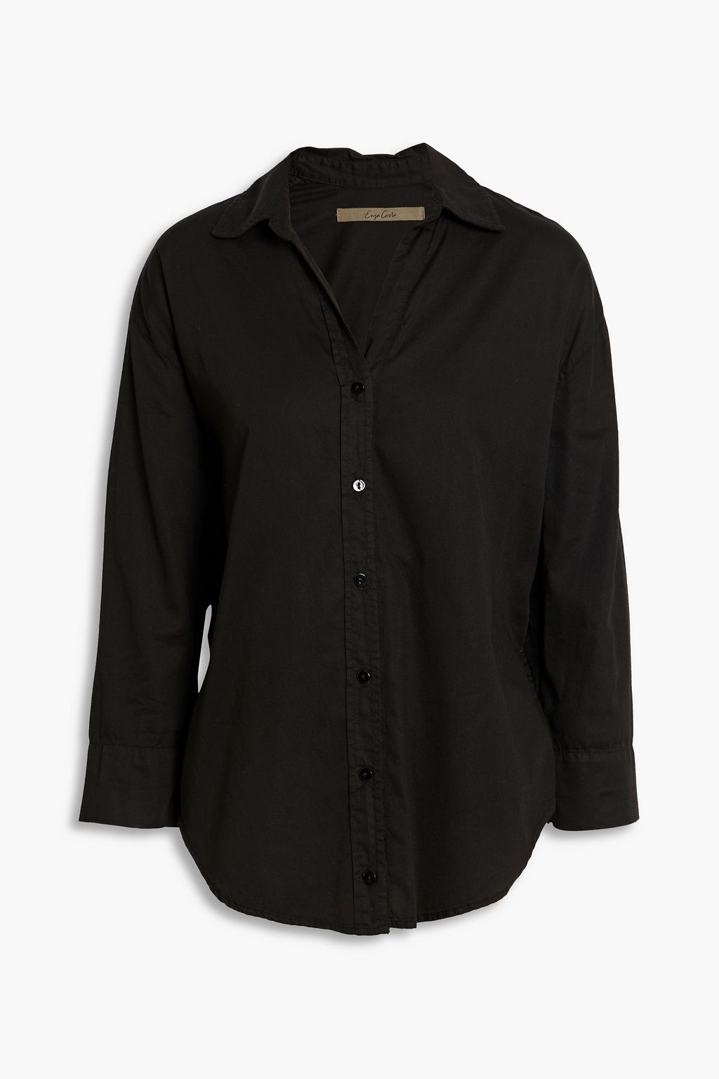 Рубашка из хлопка и поплина ENZA COSTA, черный