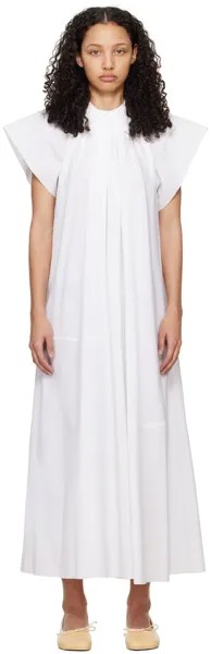 Белое платье-макси со сборками Mm6 Maison Margiela