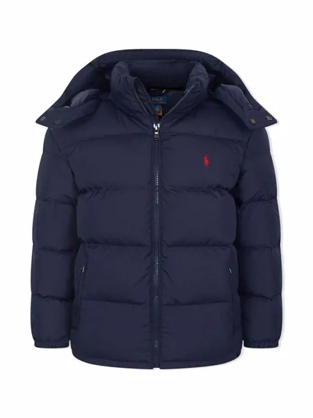 Ralph Lauren Kids пуховик с вышитым логотипом