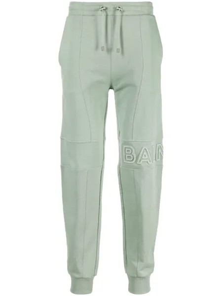 Balmain спортивные брюки с тисненым логотипом, зеленый