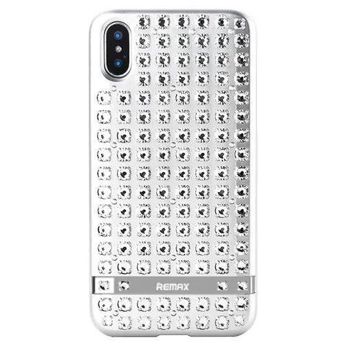 Чехол силиконовый Remax для APPLE iPhone X/XS, RM-1675, Crystal diamond, тонкий, непрозрачный, матовый, цвет: серебряный
