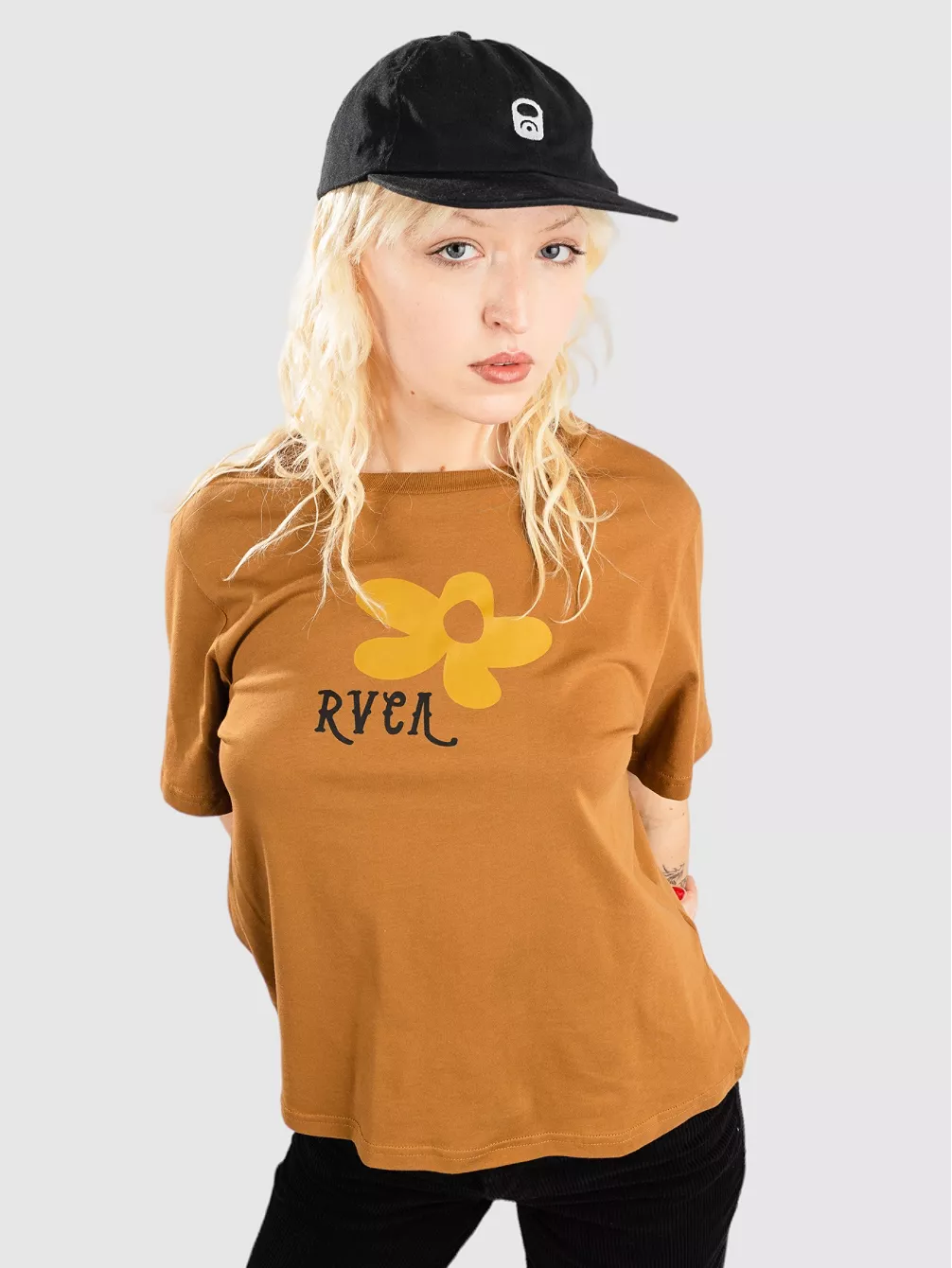 Футболка с ромашкой Rvca, коричневый