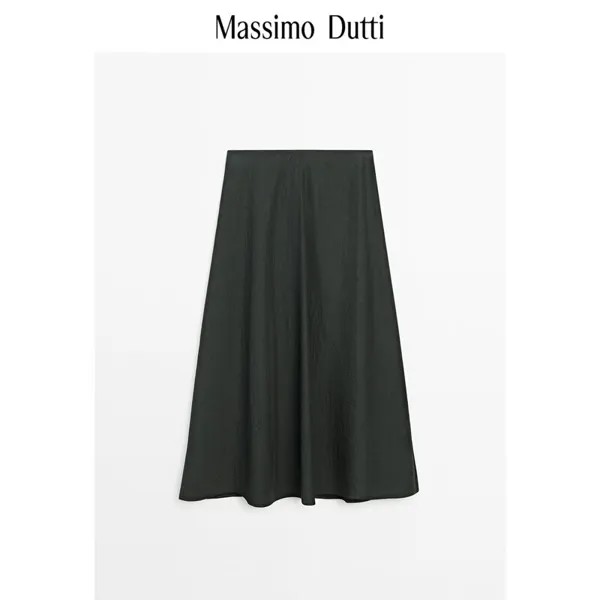 Юбка женская Massimo Dutti 2024 драпированная, темно - зеленый