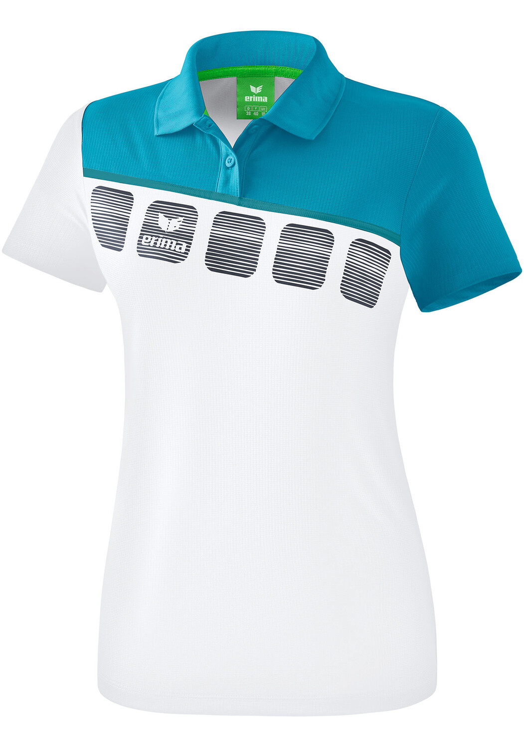 Поло erima 5 C, цвет weiss/oriental blue/colonial blue