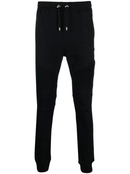 Balmain спортивные брюки в рубчик с логотипом, черный