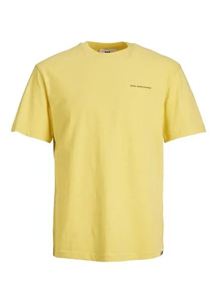 Однотонная желтая мужская футболка с круглым вырезом Jack & Jones